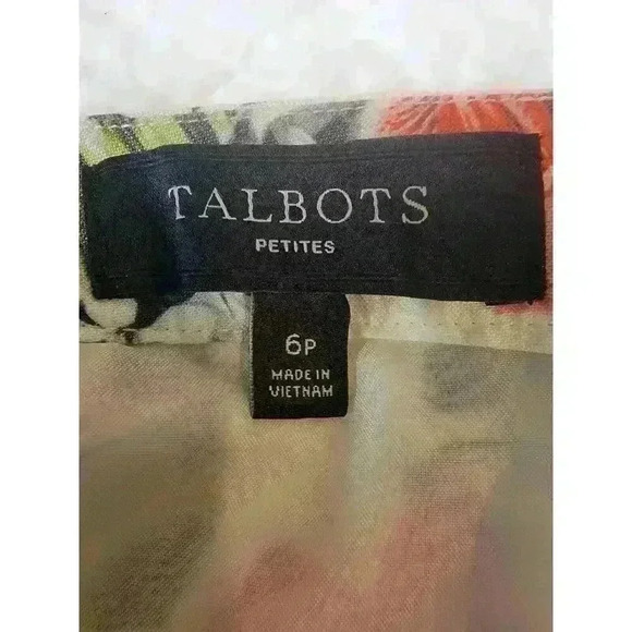 Talbots Linen Skirt Womens 6 Petite Floral Pleated Lined White Red Office Casual - Picture 2 of 15